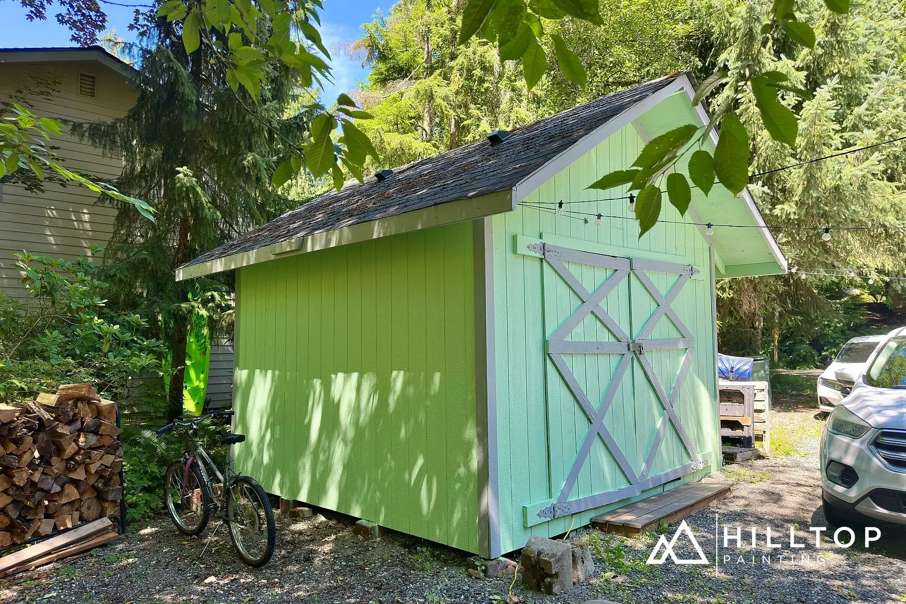 Relish SW 6443 in the Woods — a Bellingham Cabin & Shed Wake Up Green — photo 2
