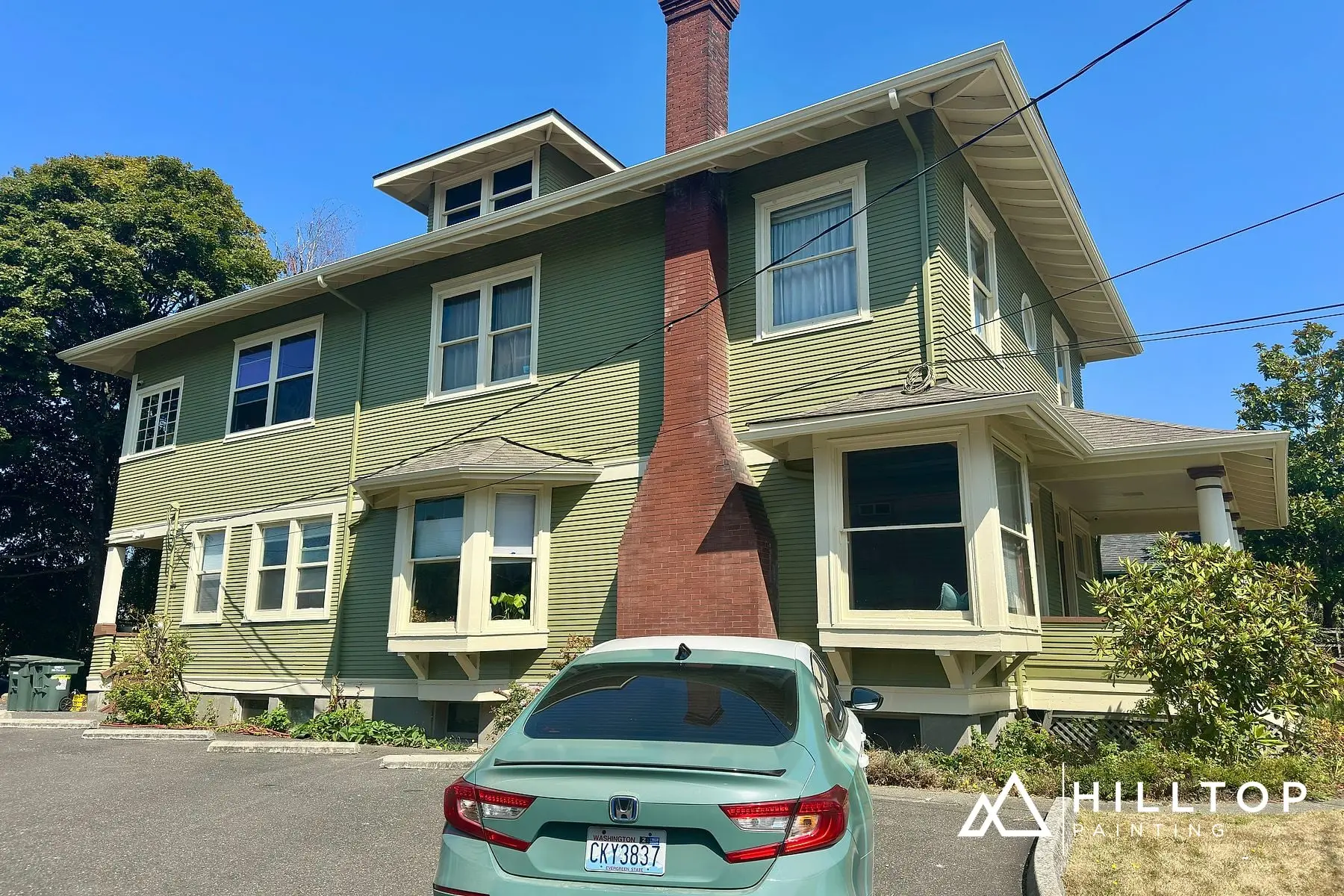 Two-Tone Green on a 1903 Foursquare — Exterior, Soffits & Both Porches in Bellingham — photo 2