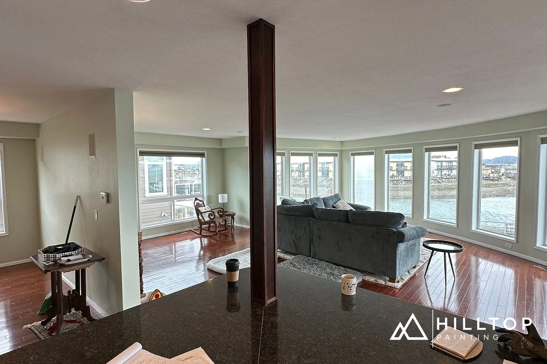 A Sandy Point Waterfront Great Room — Walls, Ceilings & Trim for a Repeat Client — Ferndale, WA 98248